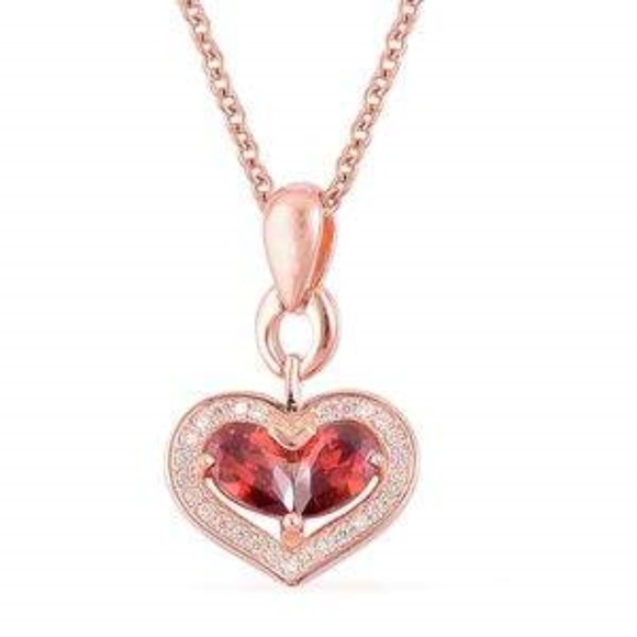 Jewelry - Simulated Garnet, Sim Dia.14K RG Over Sterling/S